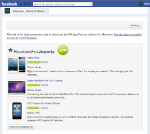 JReviews FBAppFactory Add-on 